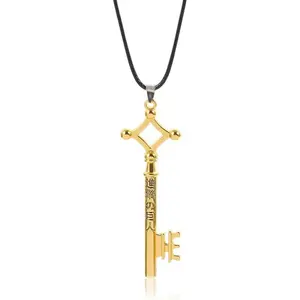 AOT Eren Jaeger Key Necklace - Shingeki No Kyojin Anime Cosplay Keychain - Halloween Gifts for Kids Girls Teens Women Men