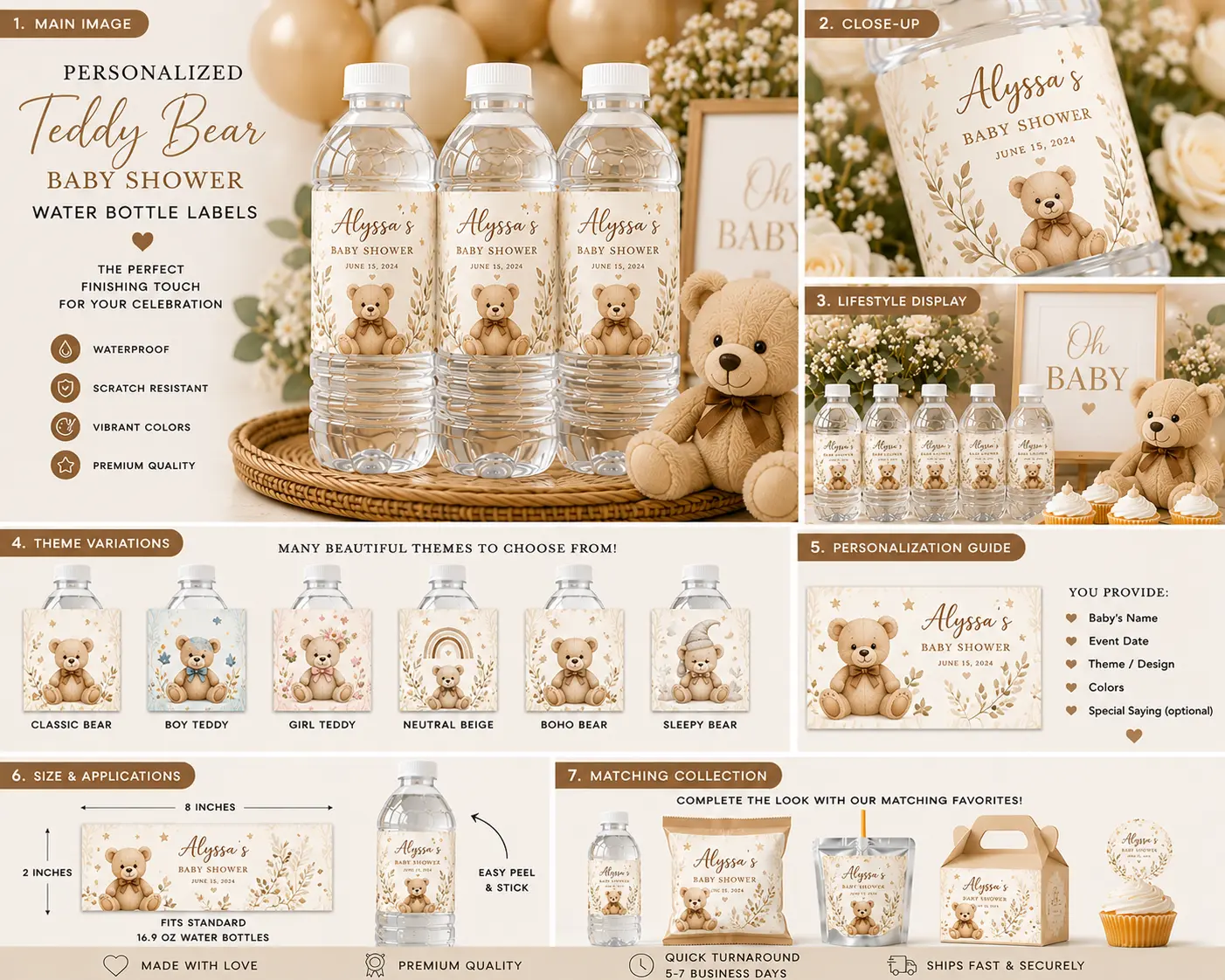 Baby Shower Water Bottle Labels