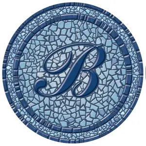 212 MAIN 59 in. Dia. Circle Shape Chemical Proof Monogram Mosaic Tile Pool Mat - B, Aquatic Fitness Pool Design Accessory with Unique Look