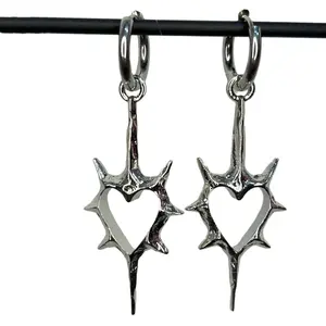Punk Hip Hop Dangle Earrings Thorn Heart Hoop Earrings Fashion Drop Earrings