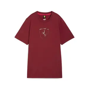 PUMA Mens Scuderia Ferrari Race Tonal Shield Crew Neck Short Sleeve Casual Tops Casual - Red