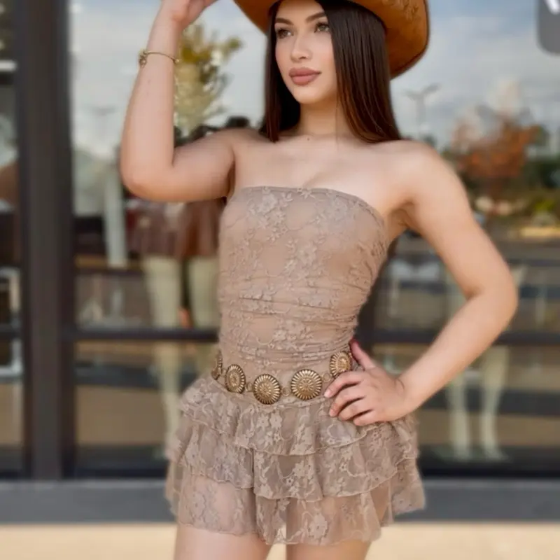 Strapless Lace Romper Dress- Fashionable and Elegant Design - TikTok Shop Strapless Lace Romper Dress- Fashionable and Elegant Design - TikTok Shop