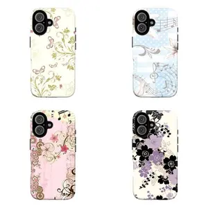 Vintage Floral Aesthetic Phone CaseElegant Flower Music Notes & Butterfly Pattern Cover For iPhone 17 Pro Max 16 15 14 13 12 11 for Samsung S21 S22 S23 S24 S25 Phone CaseTough Phone CaseGift For FansGifts for anime