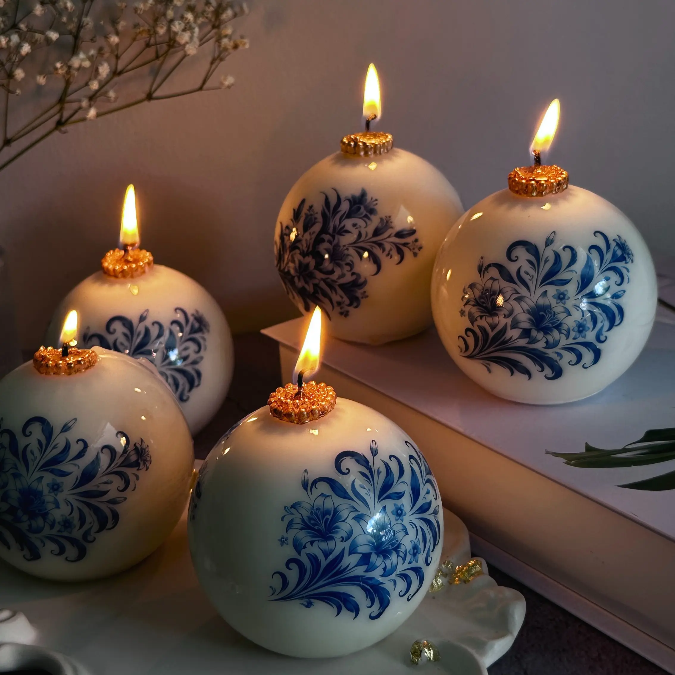 1 pc Vintage style candle in a gift box with a ribbon | Unique decor and best gifts for her