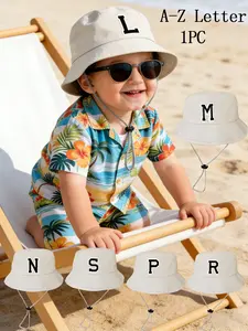 1PC Infant Fisherman Hat A-Z Letters, Unisex Kids Sun Protection Cap, Outdoor Panama Hat for Babies 0-2 Years, Casual Daily Use
