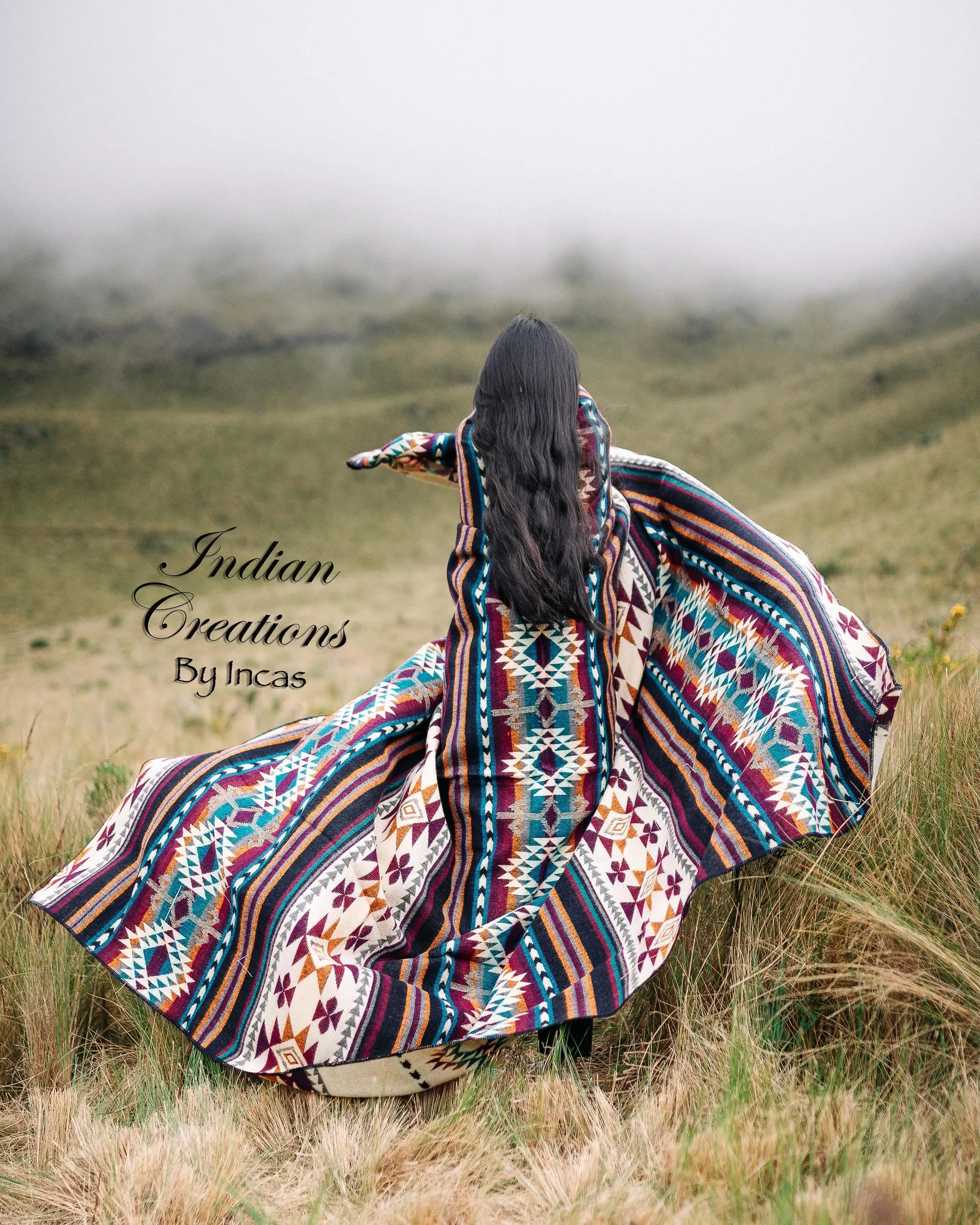 Handcrafted Alpaca Wool Blanket (Hollyhock ). Beautifully designed by Indigenous Crafters. Soft and Warm Throw.  Gift Ideas.