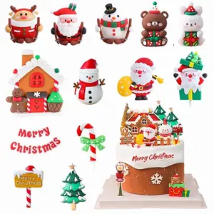 2025 Christmas Cake Topper Hanging Ornaments, Santa Claus Tree Designs Cupcake Decor 2026 New Year Gift Festive Holiday Supplies