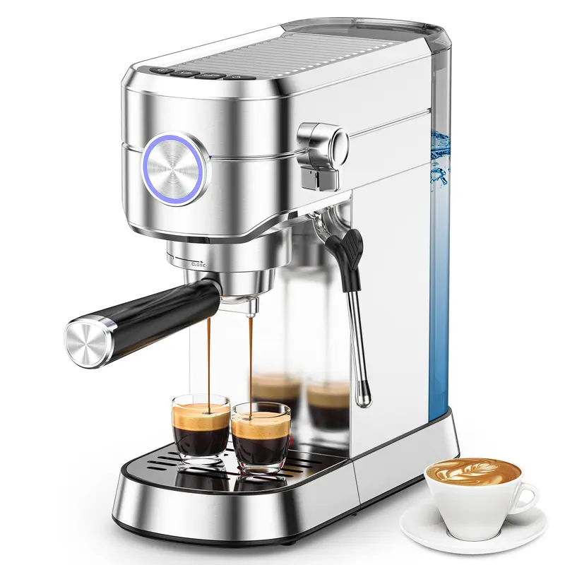 COWSAR 20 Bar Espresso Machine, Professional Espresso Maker with Milk Frother Steam Wand, Compact Stainless Steel Coffee Machine with 40.5oz Removable Water Tank for Cappuccino, Latte