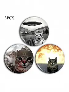 Cute Cat Brooch Pin Badge, Unique Fashion Accessory, Round Plastic DIY Button, Unisex Decorative Charm Pins, Drop Set Pins for Jeans, T-Shirts, Backpacks, Hats