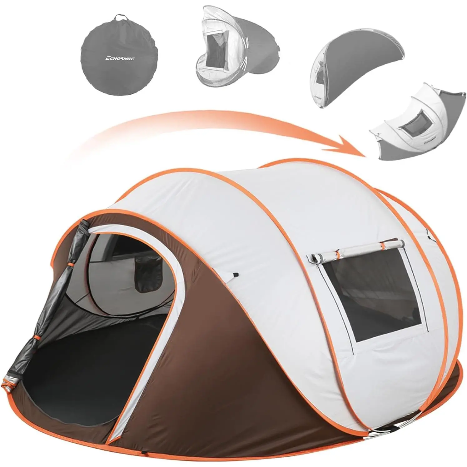 Large Pop Up Camping Tent for 5-8 Person, Water-Resistant Polyester Outdoor Shelter with Instant Automatic Setup for Family Camping & Hiking, Oxford, Practical, Group Fit, Auto Setup, Mesh Windows, 1-Second Automatic Setup