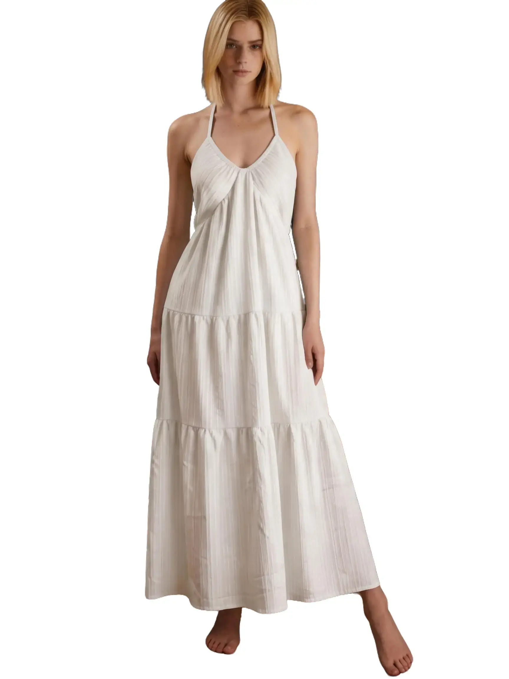 Women’s Gorgeous Feminine Plain Sleeveless Backless Casual Dress - Soft Lightweight Elegance Summer Beach Holiday Clothing, Basic