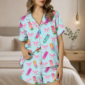Alani Pajamas Set, Alani Energy Pink Sleep Wear, Satin Pajamas For Women, Alani Lover Gift For Her