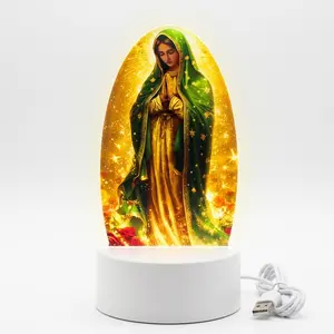 Religious Virgin Mary Acrylic Luminescent Ornament - Customizable Indoor Night Lamp, Home Desktop Decoration, Premium Gift Option
