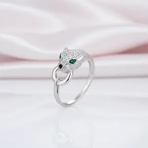 Green Spinel & Diamond Option Leopard Panther Ring