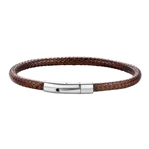 PROSTEEL PU Leather Wrist Cuff Bracelets With Bead Waterproof 5MM Width Wax Rope Stainless Steel Clasp Unisex For Men Women Gift Box