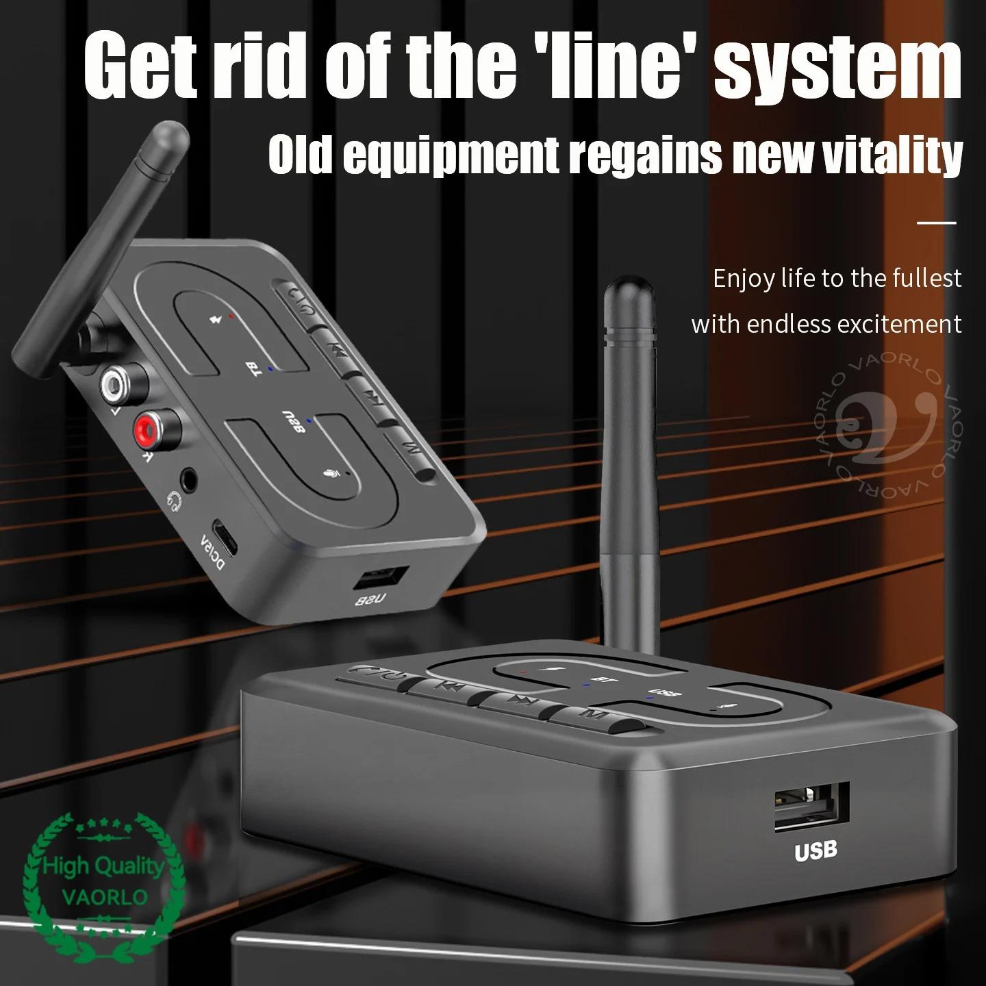 Bluetooth 6.0 Audio Receiver 3.5mm AUX RCA With Mic HIFI Stereo Wireless Adapter Support USB U-Disk For Car Speaker Amp