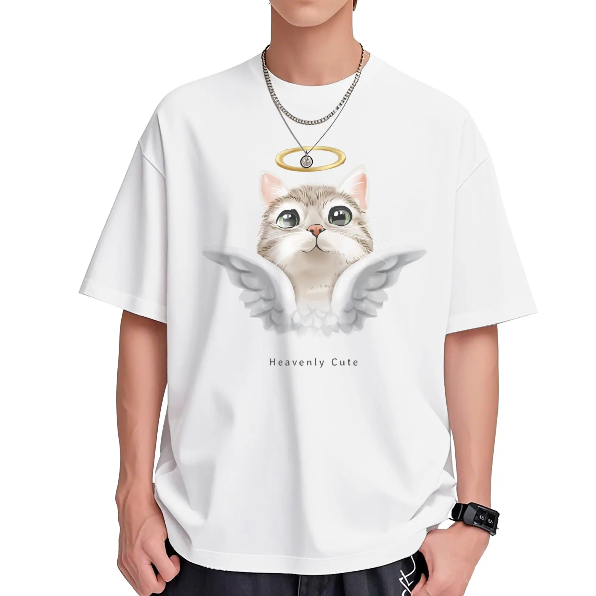 CUTE - CAT 100% Cotton Crew Neck T-Shirt – Lightweight Breathable Summer Tee for Men & Women Classic Tshirt Menswear Streetwear graphic  tee white  tee good  graphic  tees