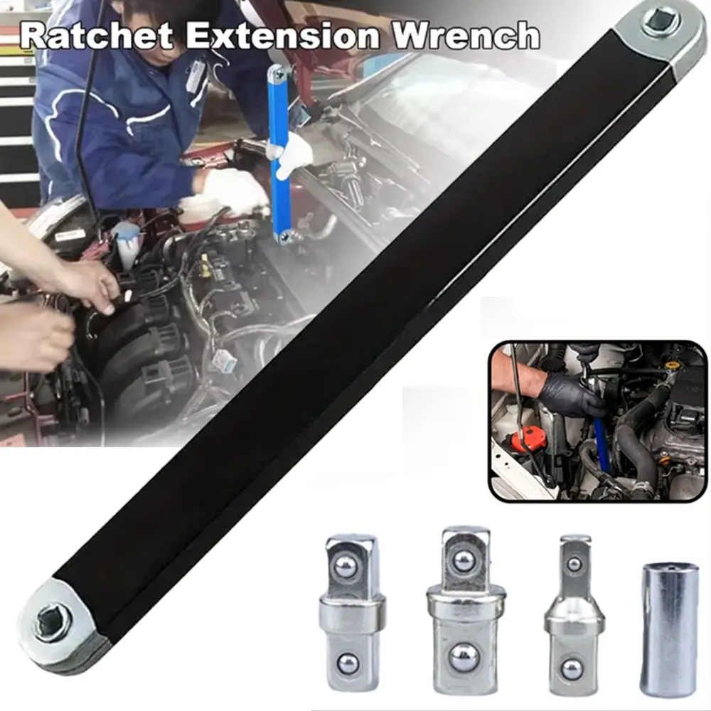 Adjustable Ratchet Extension Wrench Tool Set with Non-Slip Ergonomic Handle, Heavy-Duty Versatile Wrench for Automotive and Industrial Use, Durable Wrench Set for Car Repairs