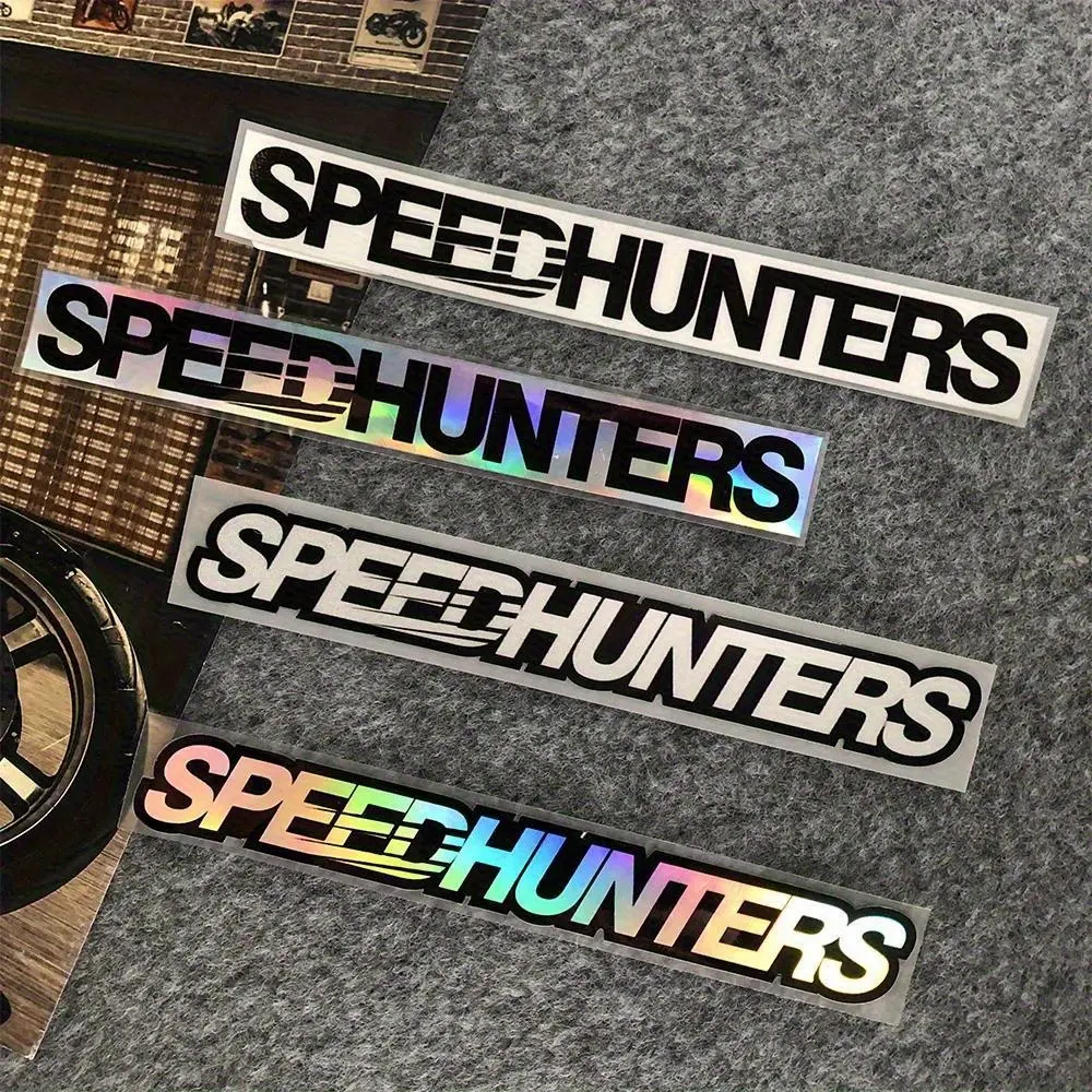 1PC Cool Laser Speed Hunter "SPEEDHUNTERS" Logo Sticker For Stationery, Carry Bags, Tuning Small Items Multi-Style Speed Slogan Decor Daily With Eye-Catching Cool Texture Details Convey Love For Speed Hunter Style Inject Tuning Cool Soul Into Items