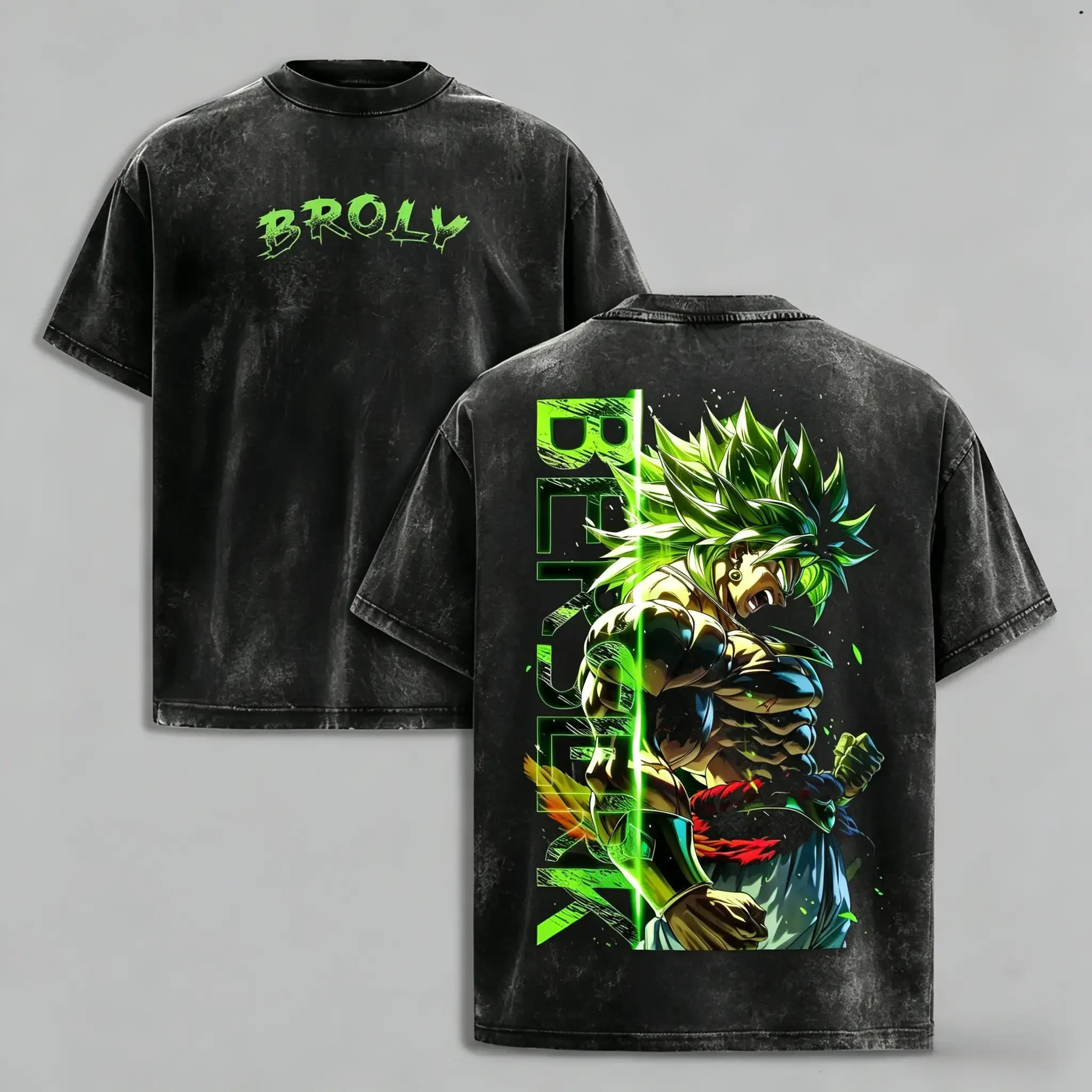 Broly Legendary Saiyan Vintage Washed Tee | Retro DBZ DBS Anime Streetwear Hoodie | Oversized Graphic T-Shirt for Men Gym Pump Cover | Unchained Rage Savage Energy Top