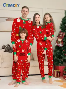 Merry Christmas Fitted Sleepwear Set, Soft & Cozy Fabric, Family-Friendly Design, Perfect for Fall/winter Season, Festive Home Wear