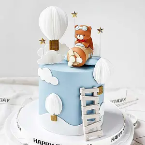 LaVenty cake shed cake topper gender revealAirplane Cake Topper - Plane Cake Decorations for Time Flies 1st Birthday, Baby Shower Wooden Set