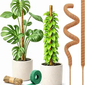 Moss Pole Monstera Support—2 Packs of 28-Inch Bendable Moss Poles for Monstera Support, Indoor Plant Stakes, Climbing Plant Tall Branch Support, Breathable Palm Strips, Selected Aluminum Rods