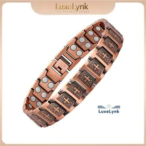 Copper Bracelet for Men, Magnetic Cross Bracelets for Men with 3500 Gauss Magnets, Mens Pure Copper Bracelet,Adjustable,Hypoallergenic Wellness Black Friday