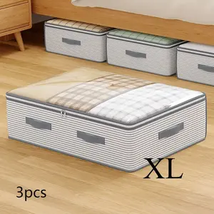 3pcs Large Non-Woven Storage Bags with Transparent Window and Flip-Top Lid, Multi-Layer Vertical Clothing Organizer for Closet and Travel, Closet Organizers, Boxes