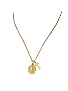 Stainless Steel Cross Virgin Mary Pendant Necklace Fashionable Niche Retro Personalized Clavicle Chain