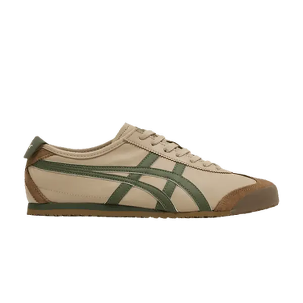 Onitsuka Tiger Mexico 66 Retro Sports Shoe - Beige Grass Green Sneaker, Men's/Women's Casual Sports Footwear, Casual Wear, Unisex, Retro Look, Classic, Everyday, Cushioned Sole, Runs Small, Comfy Cushioning