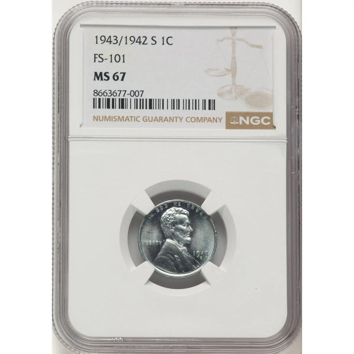 Lincoln Cents (1943/2-S 1C Doubled Die Obverse FS-101, MS)