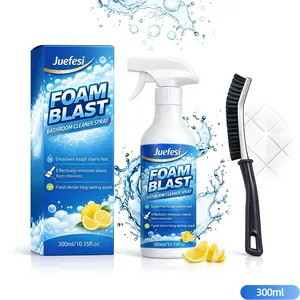 Bathroom Foam Cleaner Spray with Brush Powerful Stain Remover for Hard Water Soap Scum & Mold Deep Cleaning Hard-to-Reach Areas Multi Surface Multipurpose Household Supplies