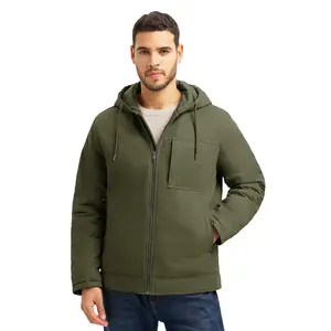 GOPUNE Men's Winter Jackets Hooded windproof Work Jacket Quilted Lining Cotton Wram Coat