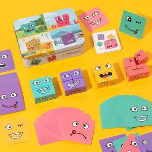 Face Changing Building Block Toys, Logic Thinking Training Game, Brain Development Toys, Interactive Games for Kids, Family Fun Game