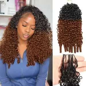 Asteria Hair Feather Crochet Human Hair for Miracle Knots Boho Braids Lightweight #T1B/33 Burmese Curly & #613 Deep Wave Easy Install And Free Crochet Hook