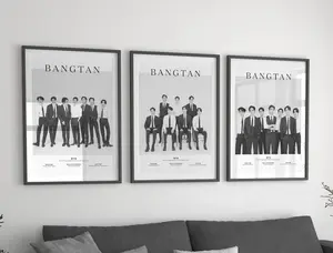 BTS Poster Set of 3, Minimalist Typography BTS Printable Wall Art, Aesthetic Black & White bts Room Decor, bts army gifts