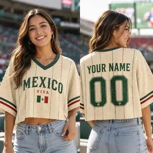 Custom Green White Red Football Croptop Jersey – Personalized Name Number Crop Tee, Women’s Game Day Fan Shirt, Fan Pride Sports Top