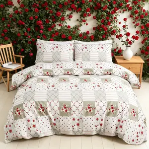 Vintage Rose Pattern Duvet Cover 3-Piece Set, Elegant and Romantic, Includes 1 Duvet Cover and 2 Pillowcases (Without Insert), Perfect for Modern Bedroom Decor.