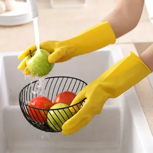 7 Pair Bright Rubber Dishwashing Gloves, Reusable Soft Durable Anti-Slip Waterproof, Kitchen Bathroom Outdoor Cleaning