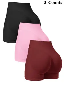 Women'S Three Section High Waisted Yoga Shorts, Tight Fitting And Hip Lifting Nylon, Seamless And Breathable, Quick Drying, Naked Feeling, High Stretchy, Fitness Three Part Shorts, Running Hot Pants, Peach Hip Sports Shorts