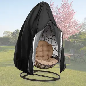 ?Upgraded?Patio Egg Chair Covers with Zipper, Wicker Egg Swing Chair Covers,  Heavy Duty Weather Resisatnt Outdoor Chair Cover, Windproof Hanging Chair Cover, 75" x 45", Black, 1 Pack