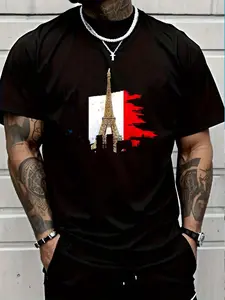 100% Cotton Paris Gifts France French Eiffel Tower Soccer Francois T-Shirt Women's Men's Graphic Tee Crew Neck summer vacation Tops