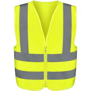 Neiko High Visibility Safety Vest ANSI Class 2, No Pocket, Neon Yellow, Large (L)