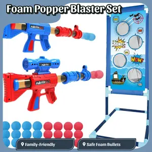 Foam Popper Bl1 Blaster Shooting Game Set - 2pk ABS Plastic Army Theme Toy Guns, Standing Shooting Target, 24 Soft Bullets, Unisex Indoor Outdoor Activity Toys for 6+ Years Kids, Ideal Birthday Easter Gift tiktokshopspringglowup