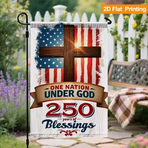 Double-sided American flag garden flag | 2D flat, outdoor yard decoration, suitable for July 4th, anniversaries, patriotic activities - 250th anniversary celebration (excluding stand)