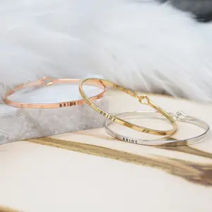 BRIDE  | Inspired Message Engraved Simple Bangle Bracelet | Anniversary, Birthday, Christening, Christmas, Confirmation/Communion, Engagement, Father's Day, Graduation, Mother's Day, Valentine's Day, Wedding