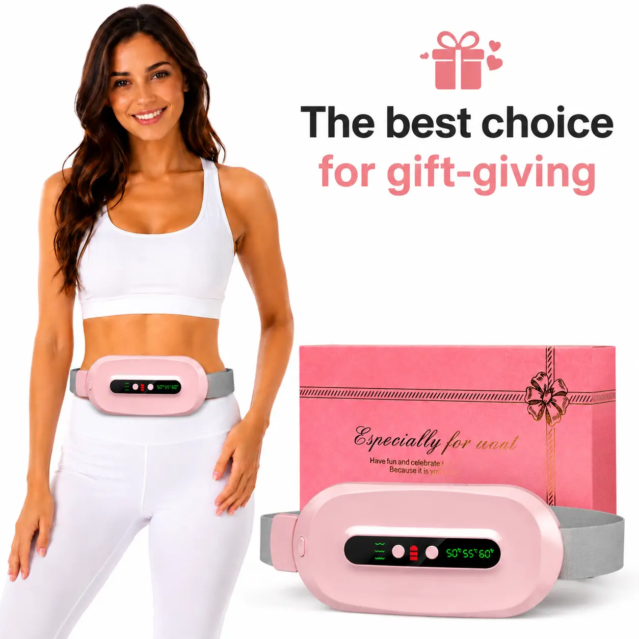 Wearable Heating & Massage Belt - 3 Heat Levels, Multiple Massage Modes, Digital Display, Adjustable Waistband, USB-Powered for Home & Office (Party Gift, Home Supply)