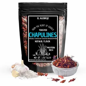 Alebrixes | Chapulines From Oaxaca 4oz (114g) | Premium Toasted Edible Grasshoppers - Always Fresh & Delicious Mexican Snack | Imported from Mexico