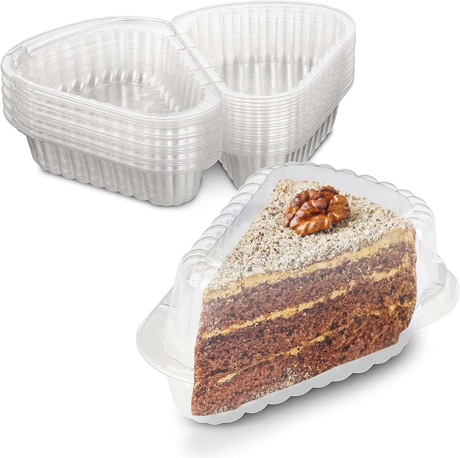 MT Products Hinged Plastic Container for Pie, Cheesecake, and Cake Slices - Kitchen Preserving Container
